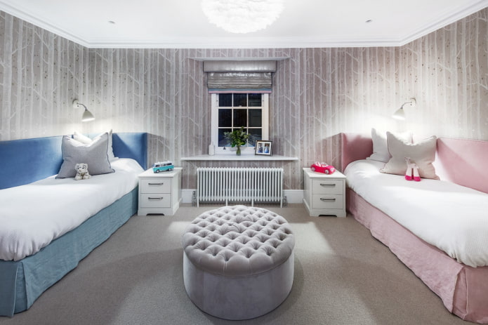 design de interiores de quarto infantil cinza