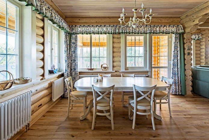 decoração de interiores de uma casa de madeira