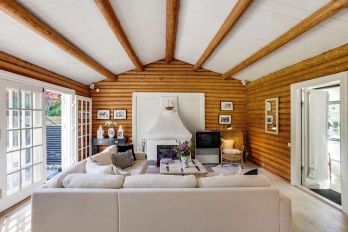 decoração de interiores de uma casa de madeira
