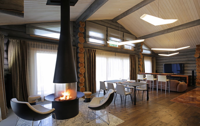 design de interiores de casa de madeira