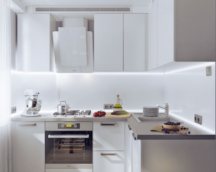 cozinha em um apartamento de dois cômodos de 50 metros