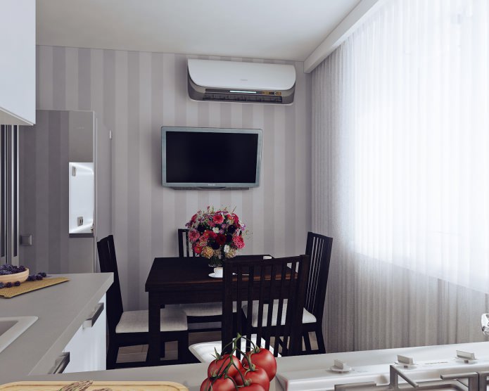 cozinha em um apartamento de dois cômodos de 50 metros