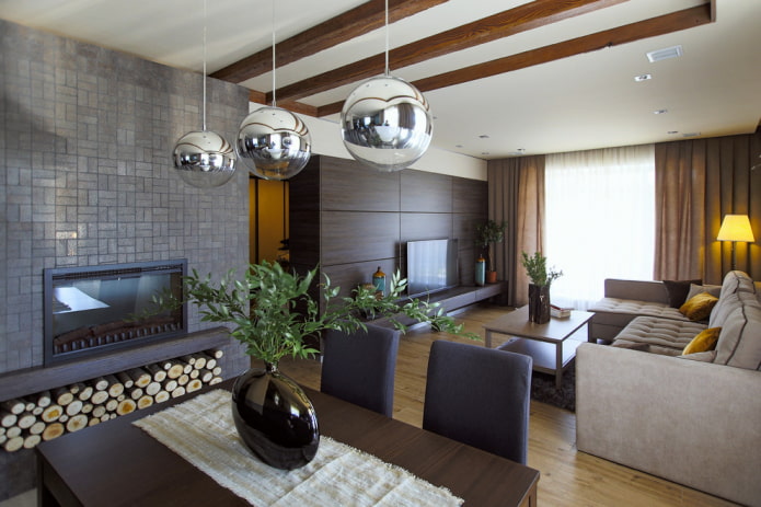 layout e zoneamento da sala de estar no interior da casa