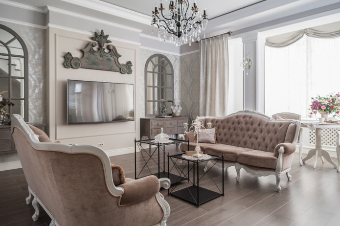 sala de estar em estilo clássico no interior da casa
