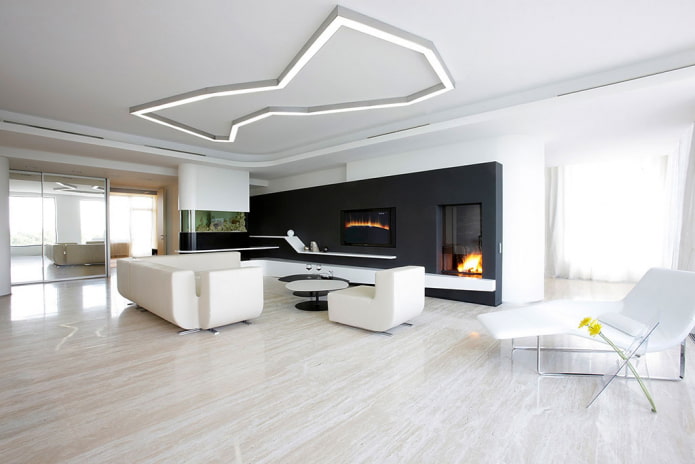 sala de estar minimalista no interior da casa