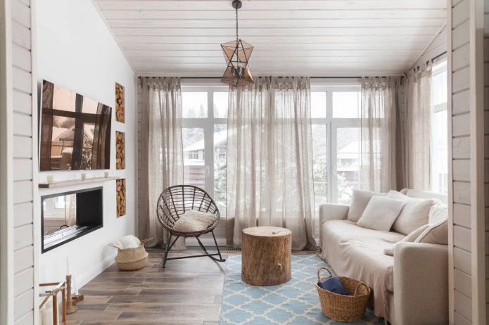 pequena sala de estar em estilo escandinavo no interior da casa
