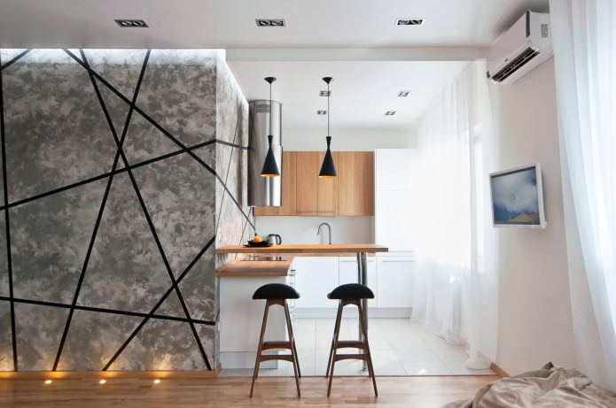 Dividindo a cozinha e a sala de estar com um balcão de bar