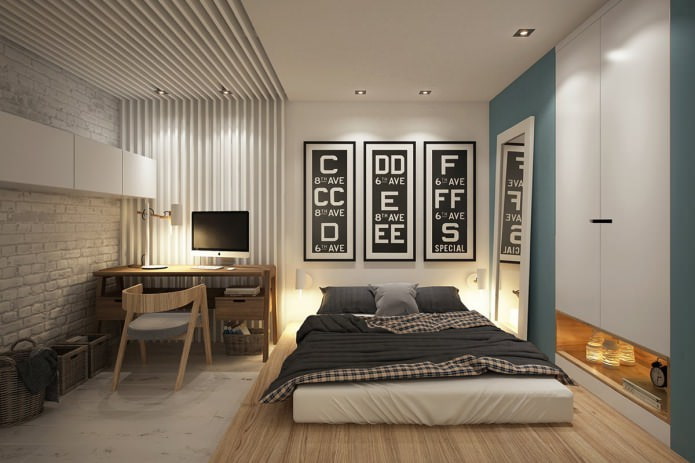Papel de parede combinado no quarto