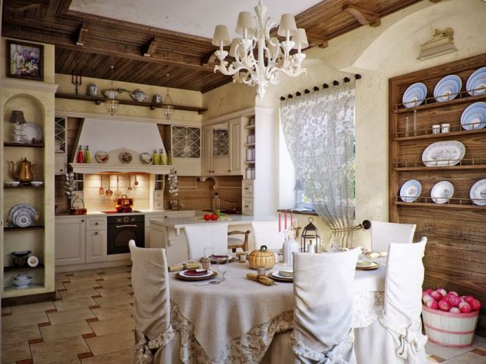 interior de cozinha em estilo campestre