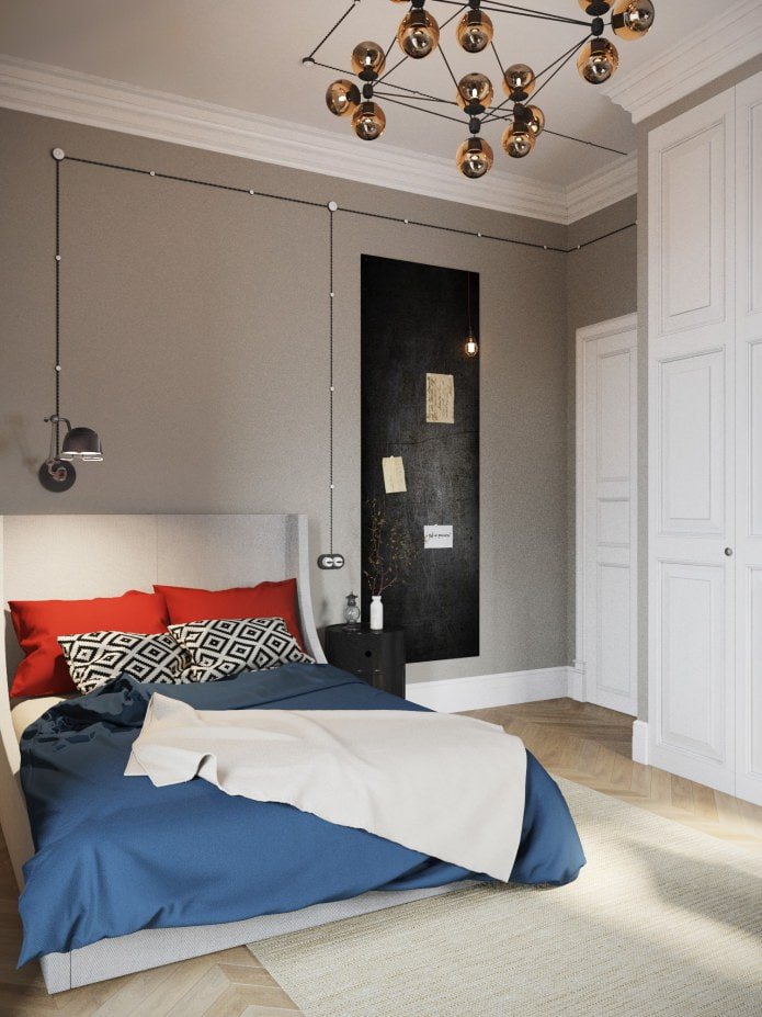 quarto no projeto de design de um apartamento de 100 m².