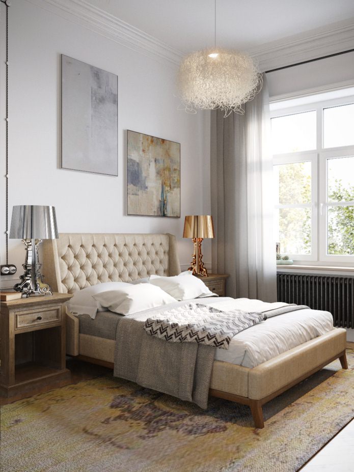 quarto no projeto de design de um apartamento de 100 m².