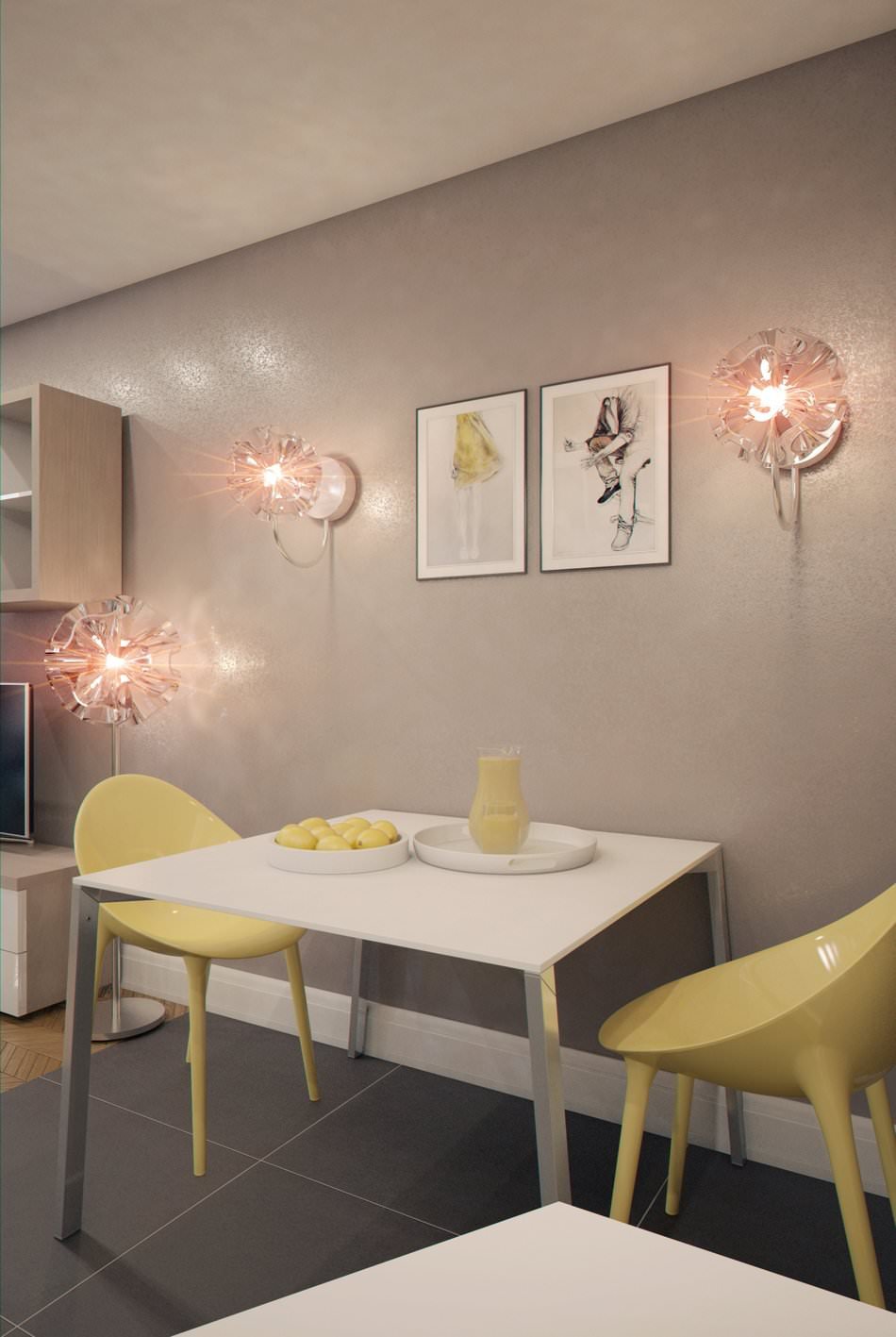 interior de um pequeno estúdio de 28 m².