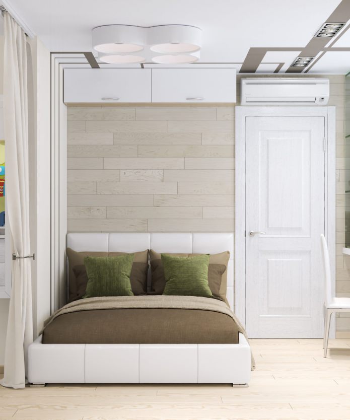 quarto em apartamento de um cômodo de 33 m².