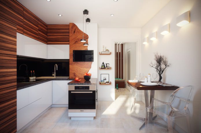 cozinha no projeto de um apartamento de 36 m². 