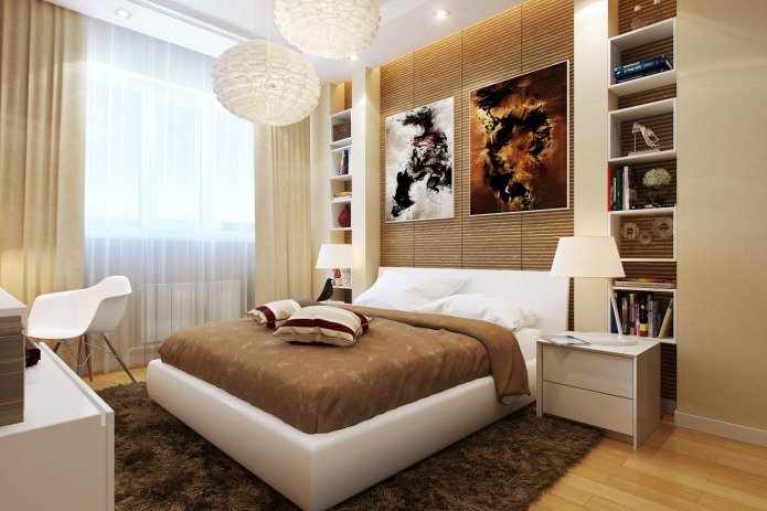 interior de quarto marrom-bege