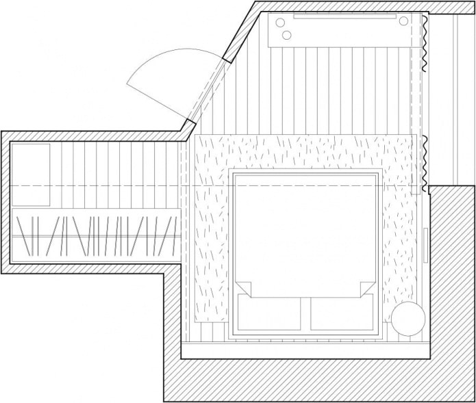 diagrama de layout de quarto de sótão