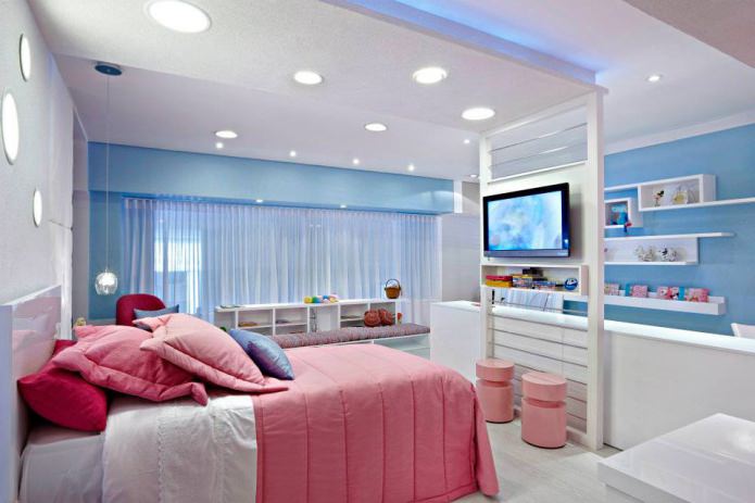 Quarto rosa e azul