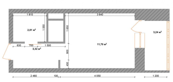 layout do estúdio de 18 m².