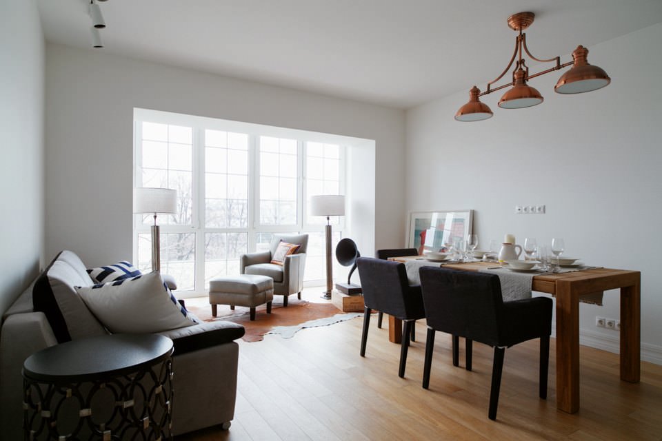 apartamento de três cômodos de 57 m².