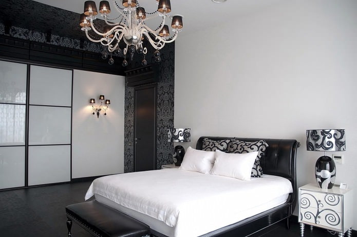 interior de quarto em preto e branco