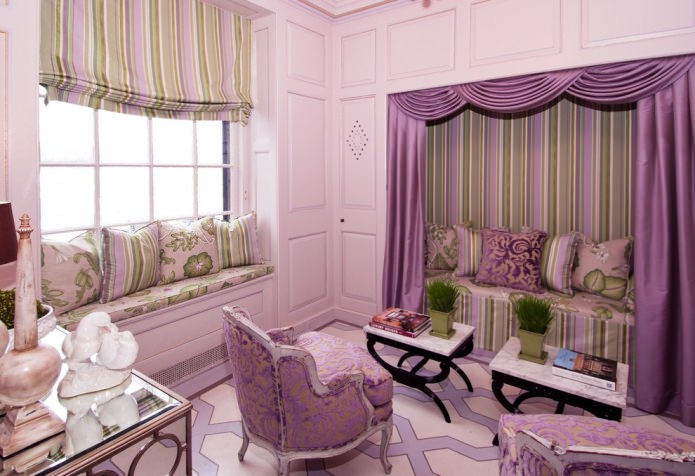 Verde e roxo no interior