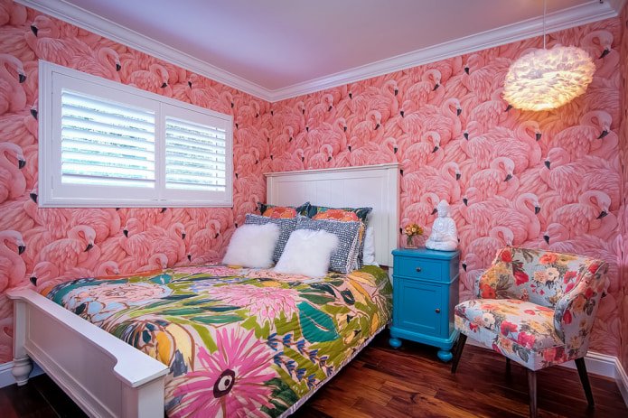 Papel de parede fotográfico com flamingos