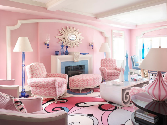 Interior rosa e azul