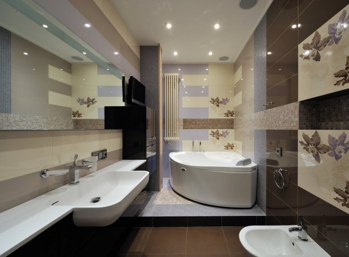 interior de banheiro com pedestal em estilo moderno