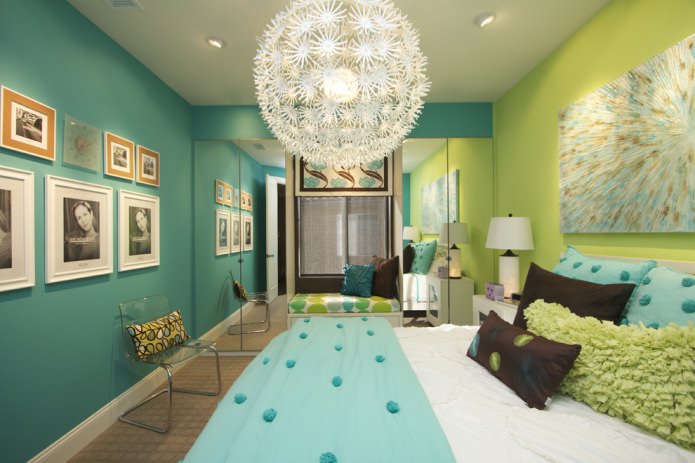 quarto verde e turquesa