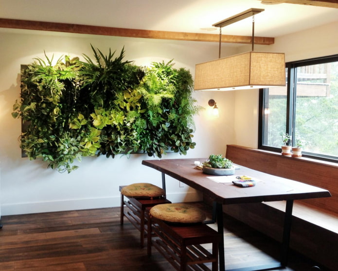 parede de plantas artificiais