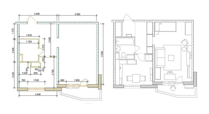 Layout de um apartamento da série P-44