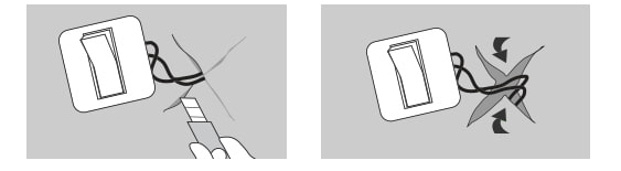 esquema de colagem de papel de parede ao redor de tomadas e interruptores