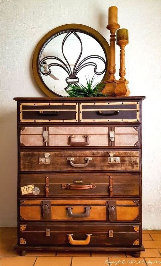 Decoração de cômoda com acessórios