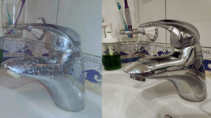 Toque antes e depois da limpeza com vinagre