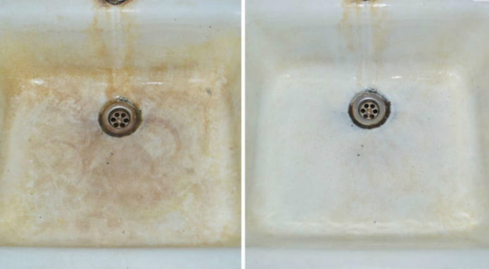 Pia antes e depois do tratamento com ácido cítrico