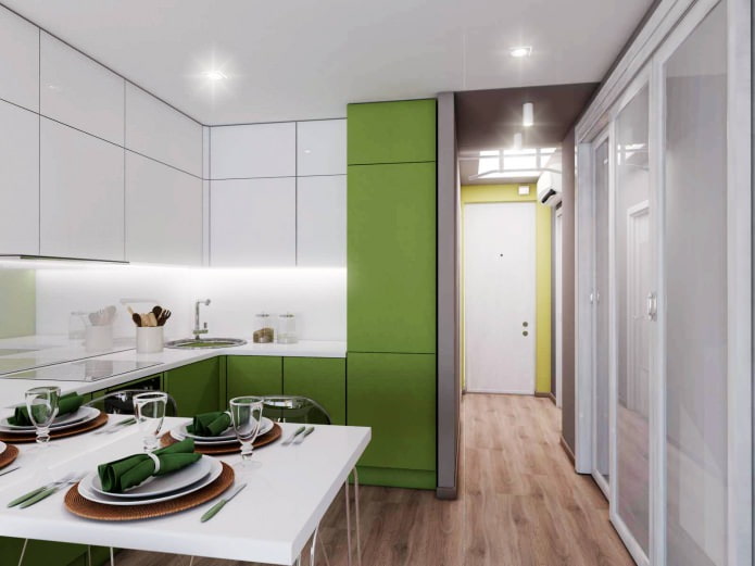 design de uma cozinha-sala de estar de 18,62 m².