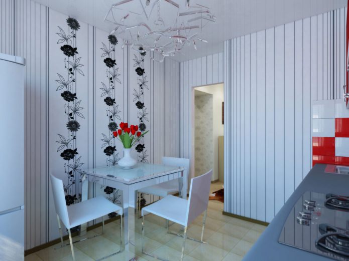 Design de papel de parede para cozinha pequena