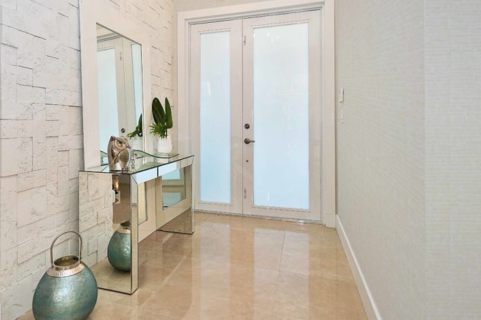 decoração de parede com pedra branca