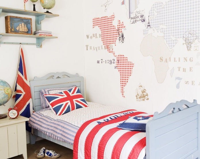 Mapa no interior do quarto infantil