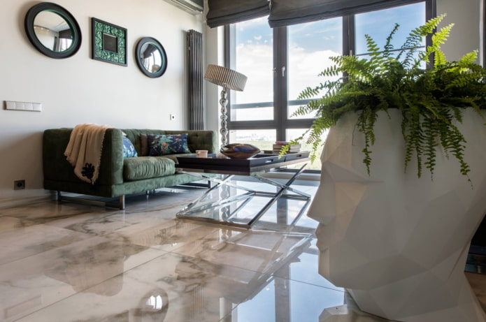 porcelanato brilhante no interior