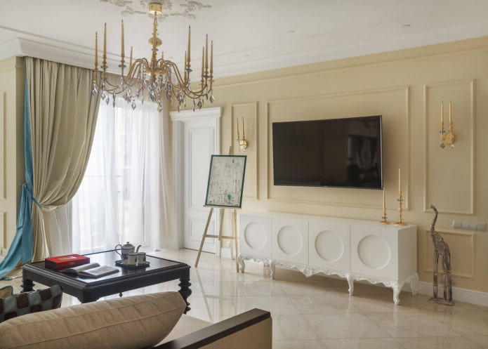 piso da sala de estar feito de grés porcelânico