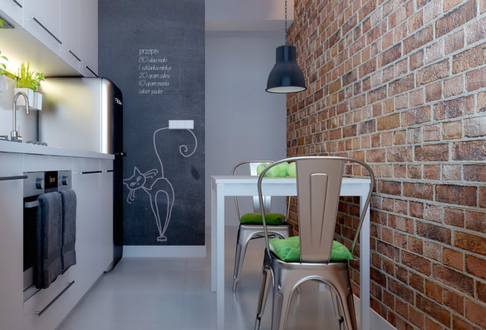 alvenaria em uma cozinha estilo loft