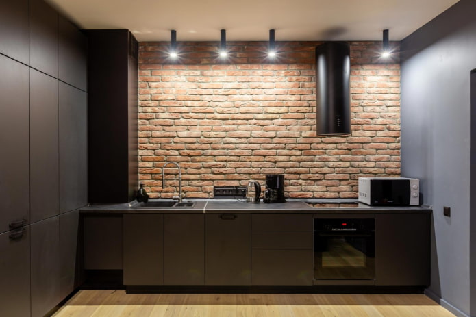 alvenaria na cozinha em estilo minimalista