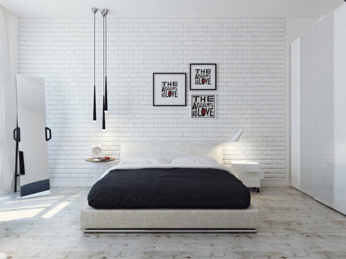 parede de tijolos brancos no quarto
