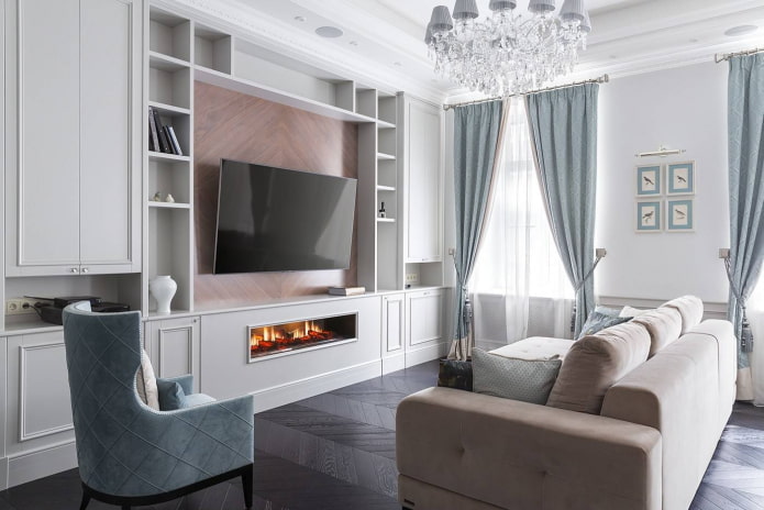 sala de estar em estilo clássico moderno