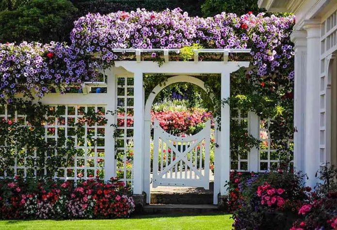 arco de pérgola com canteiro