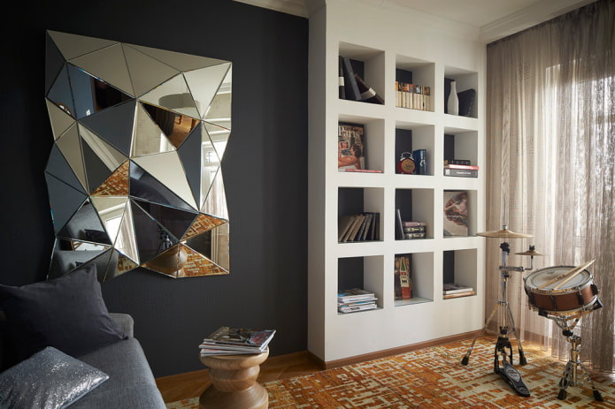 prateleiras de gesso cartonado para livros no interior