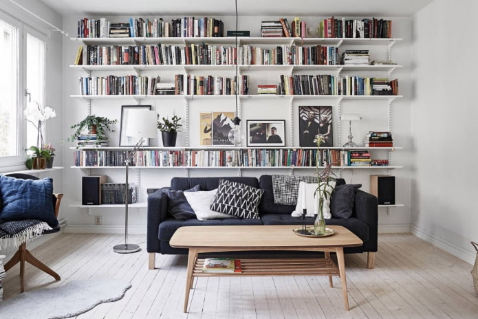 estantes no interior em estilo escandinavo
