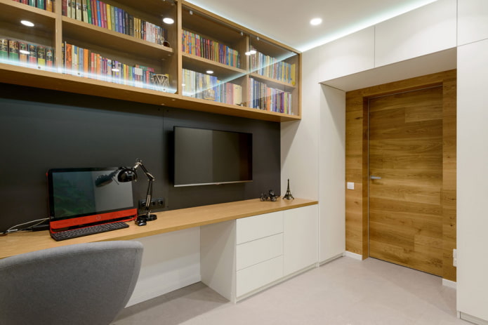 design de estantes para livros no interior