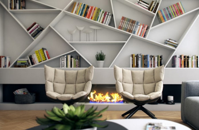 estantes no interior em estilo moderno